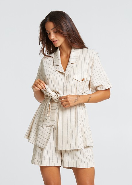 Linen blazer with stripes