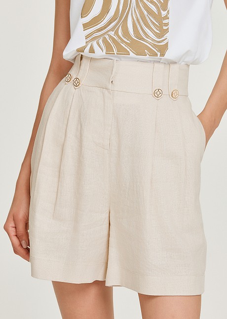 Linen high waisted bermuda shorts