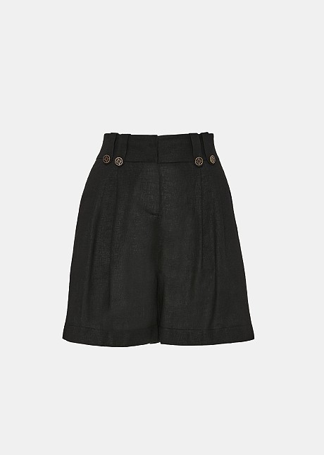 Linen high waisted bermuda shorts