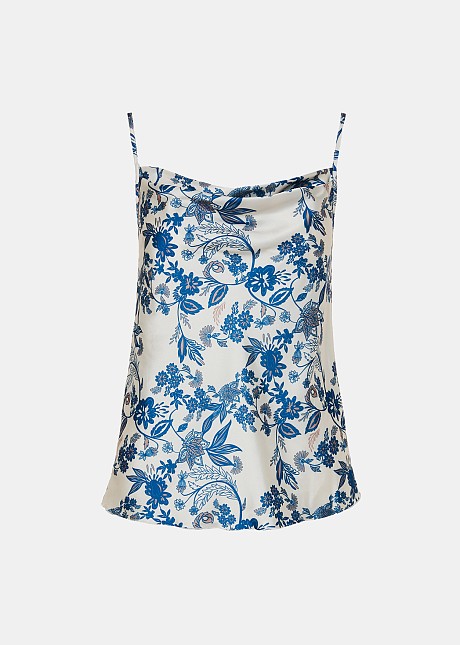 Cowl neck lingerie printed top