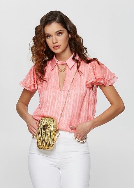 Блуза с щампа от сатенена материя