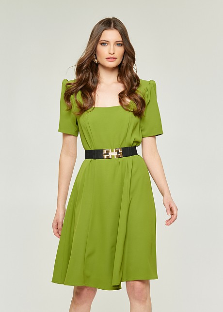 A-line dress with bold shoulders