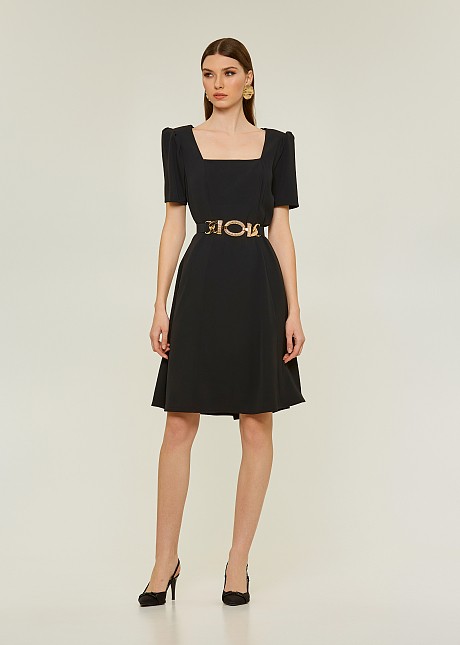 A-line dress with bold shoulders