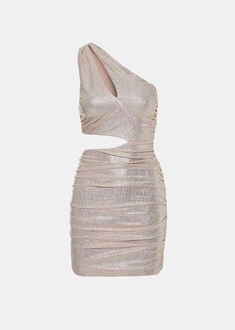 One shoulder foil mini dress