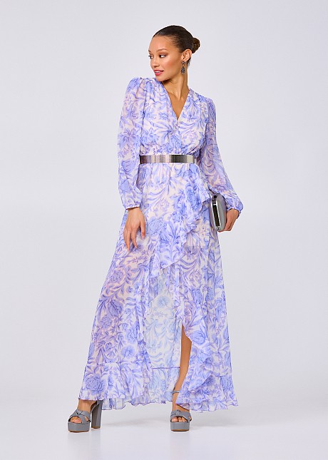 Maxi wrap dress with floral print