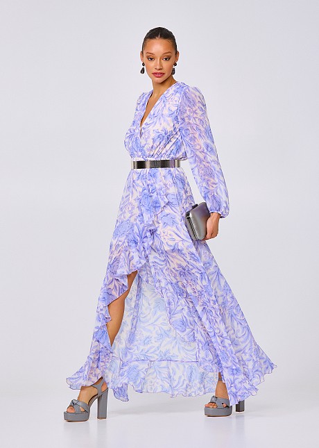Maxi wrap dress with floral print