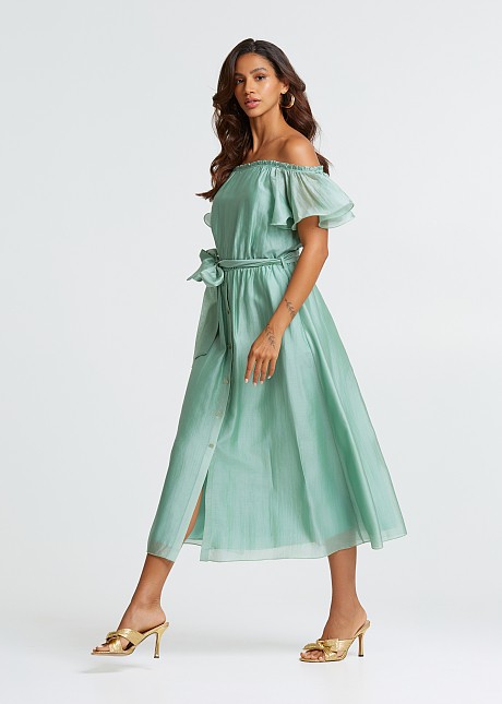 Off shoulder dress with ruffles