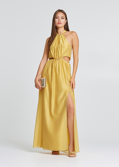 Maxi halter neck dress with cut outs