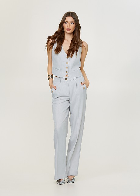 Wide leg tailored trousers in grey