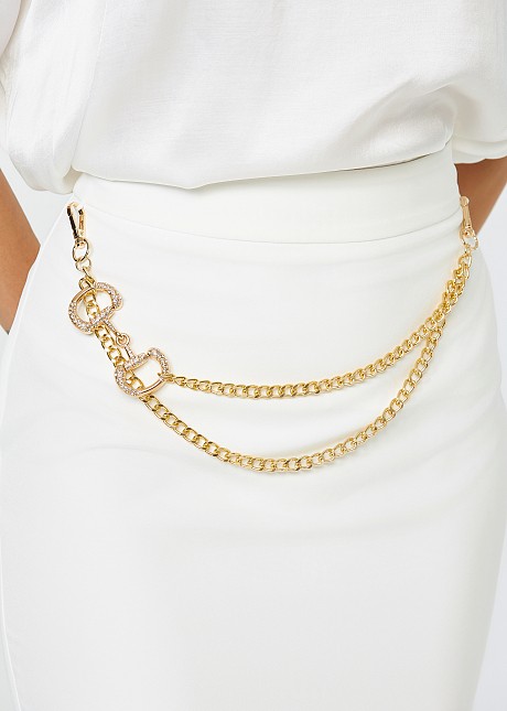 Pencil midi skirt with detachable chain