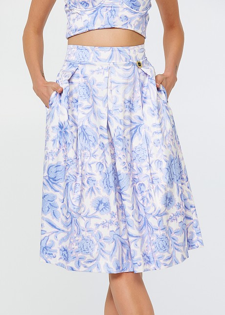 Pleated midi skirts with floral  prints