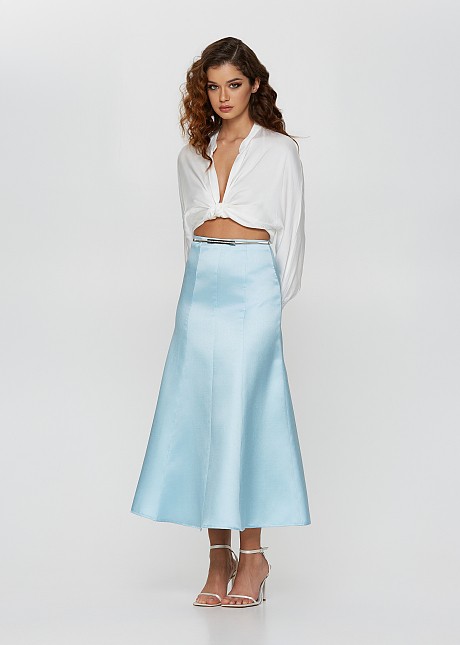 Midi taffeta A-line skirt