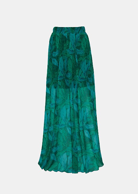 Maxi tropical printed skirt with split