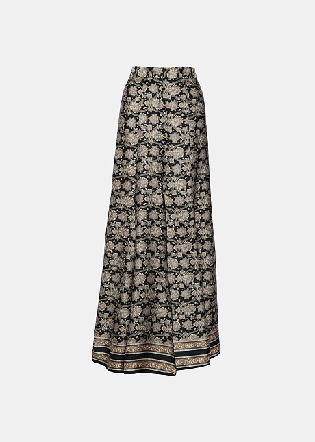 Printed maxi skirt with split and buttons