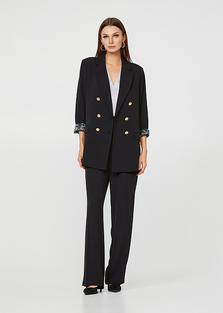 Double breasted long line blazer