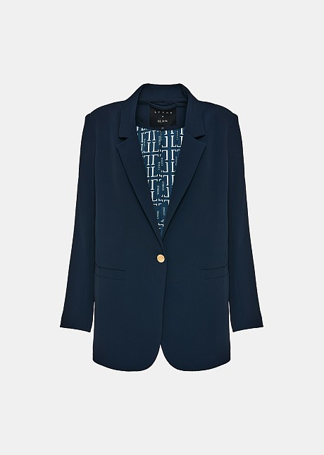 Oversized crepe blazer with one button