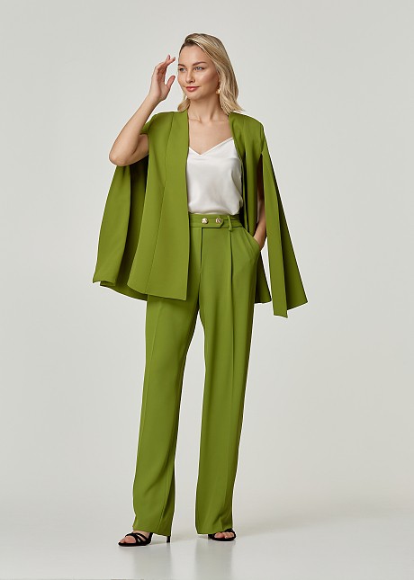 Cape style crepe blazer with side pockets
