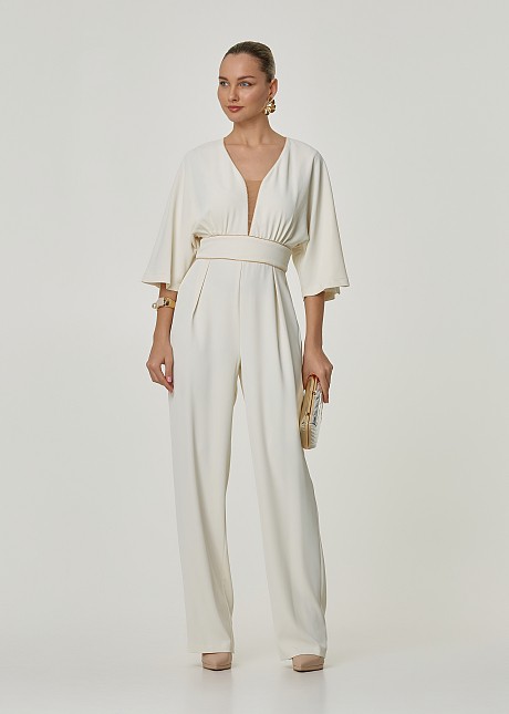Jumpsuit in crepe with golden details