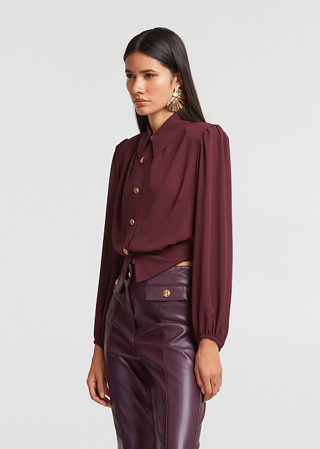 Crop shirt with bold sleeves