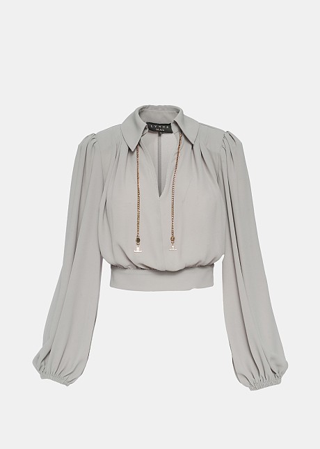 Crop blouse with pleats