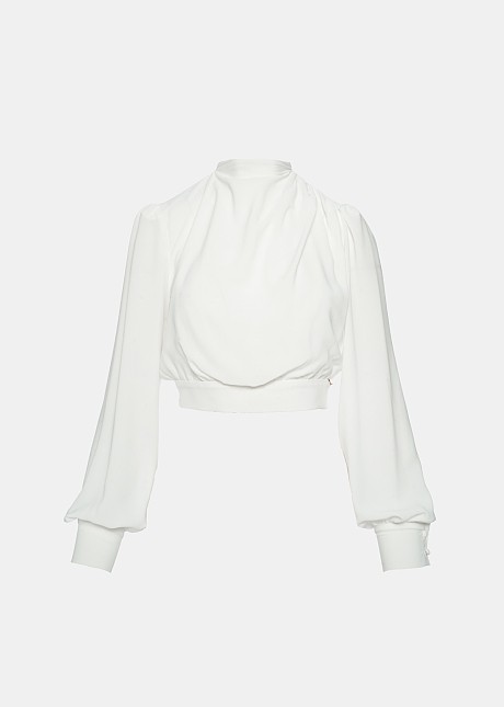 Crop blouse with high neckline