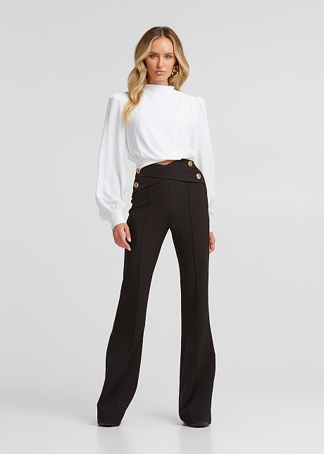 Crop blouse with high neckline