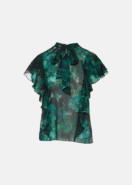 Printed blouse with ruffles