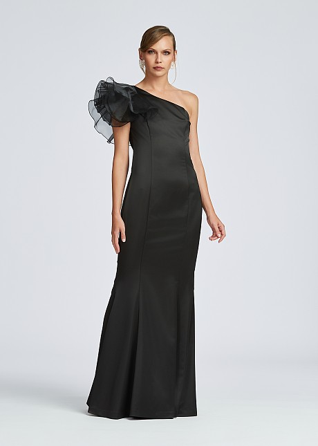 Tall premium maxi dress with tulle ruffles
