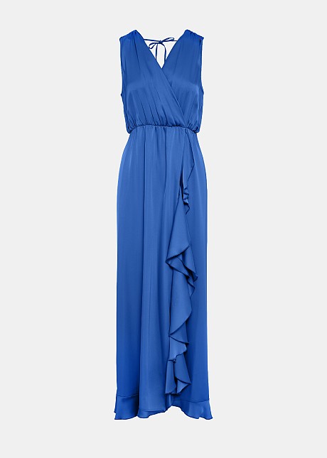 Maxi wrap dress in satin look