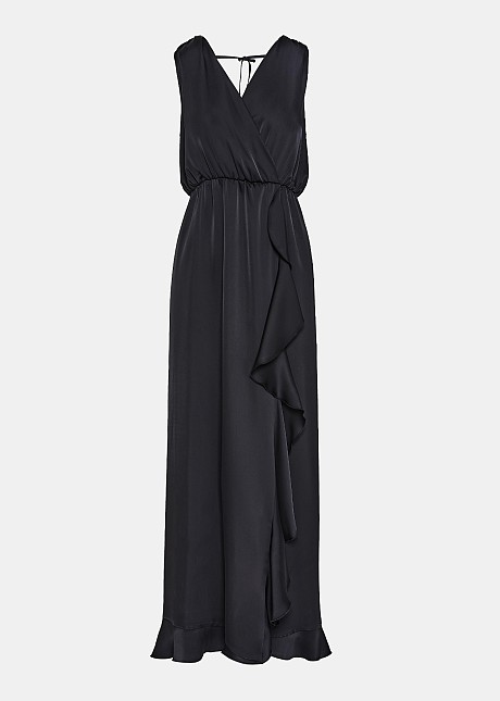 Maxi wrap dress in satin look