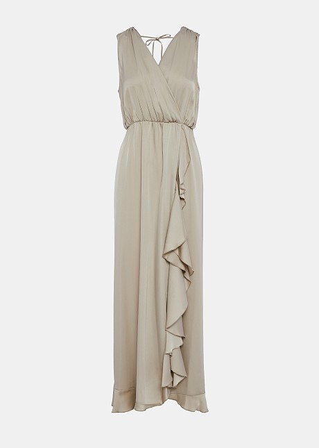 Maxi wrap dress in satin look