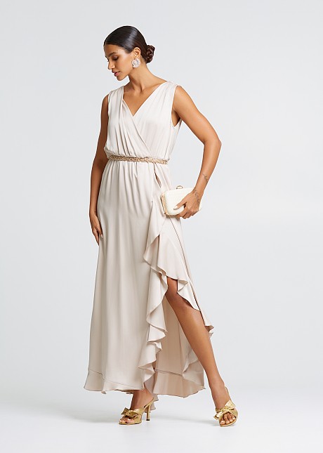 Maxi wrap dress in satin look