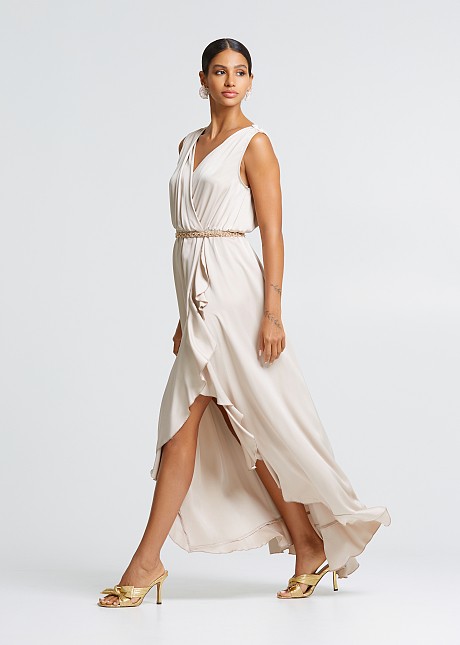 Maxi wrap dress in satin look