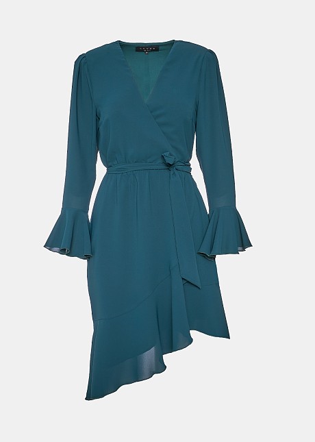 Wrap dress with ruffles