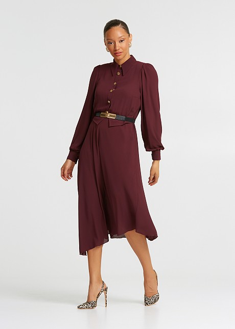 Midi dress with collar