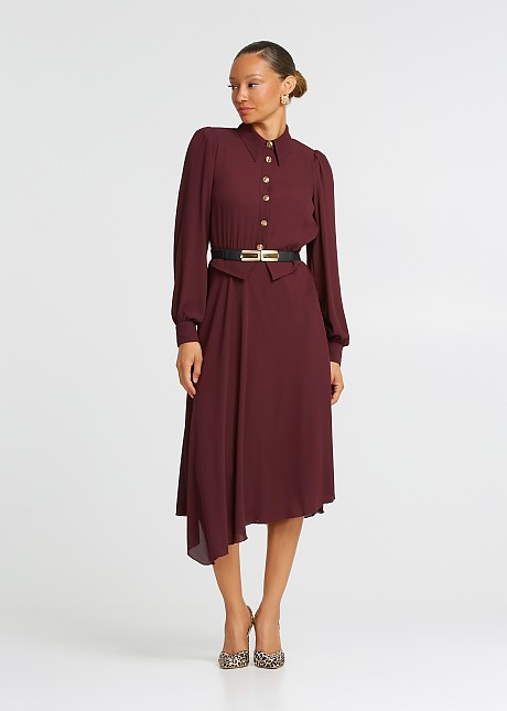 Midi dress with collar