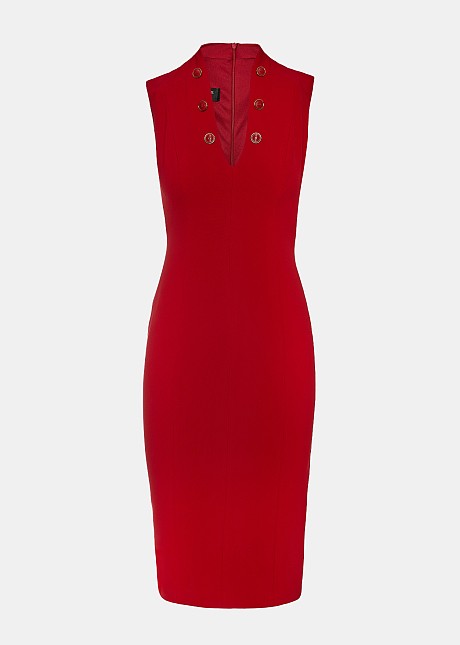 Midi dress with V neckline