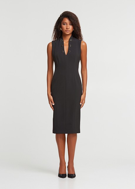 Midi dress with V neckline