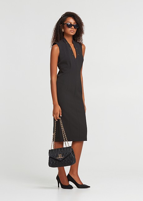 Midi dress with V neckline