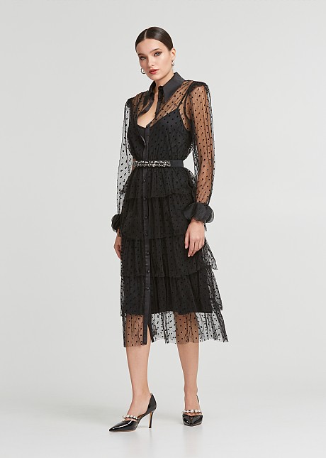 Rochie midi cu design polka dot