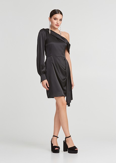 Off shoulder mini dress in satin look