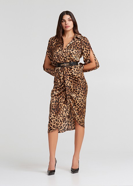 Rochie midi cu print leopard