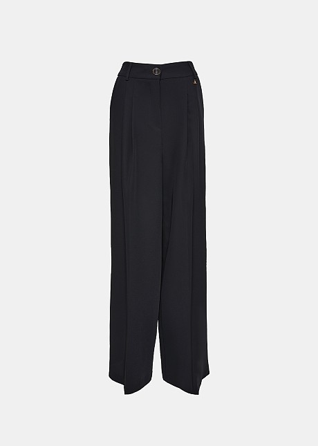 Pantaloni wide leg cu pliuri