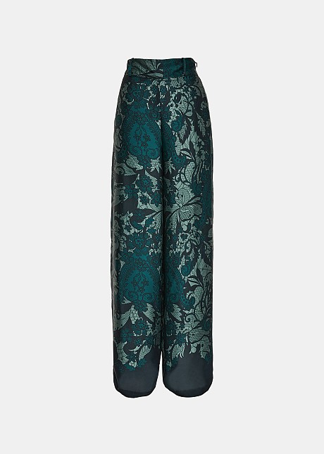 Printed pants in satin look