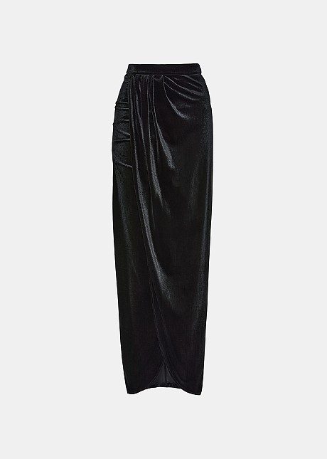 Maxi skirt with velour look