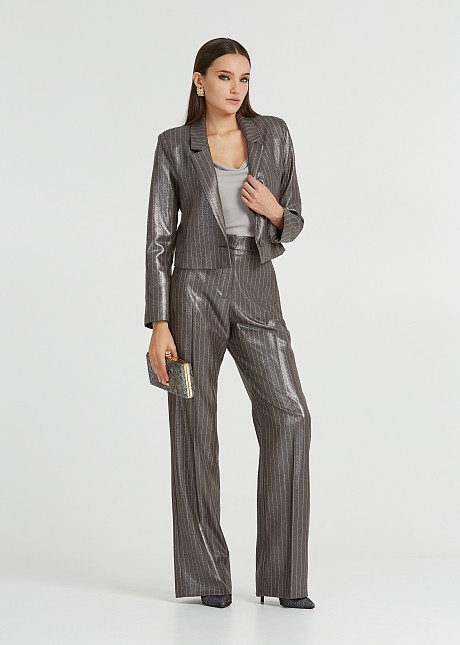 Short striped foil blazer