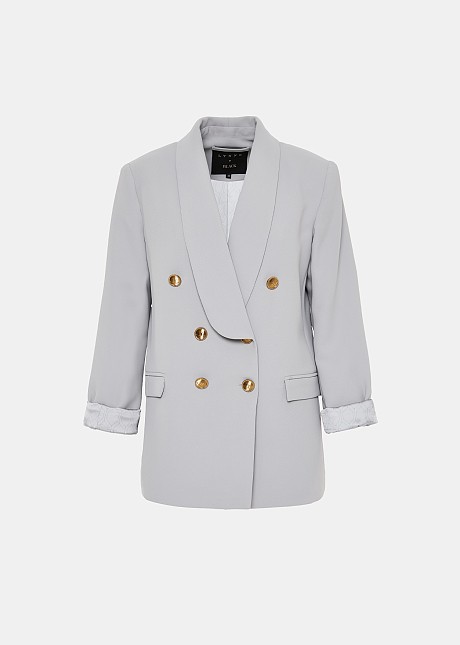 Oversized blazer with crossed button closure