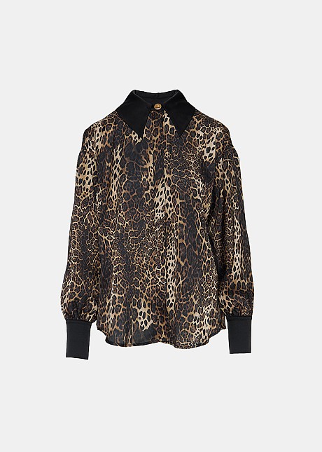 Риза с леопардов принт