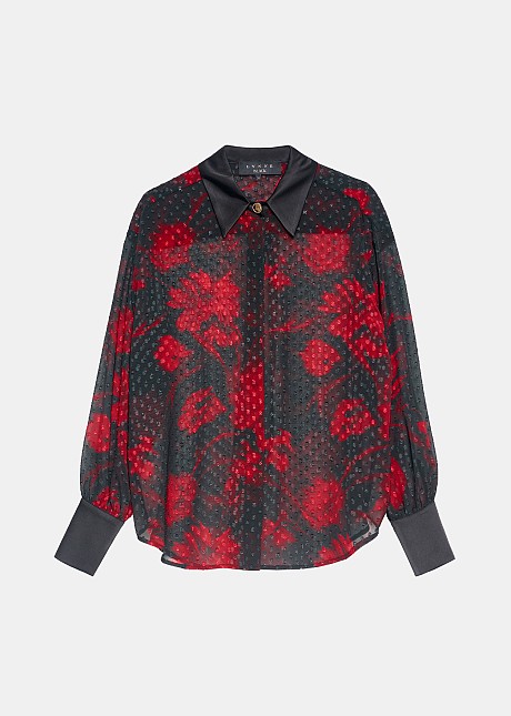 Floral printed shirt with transparency