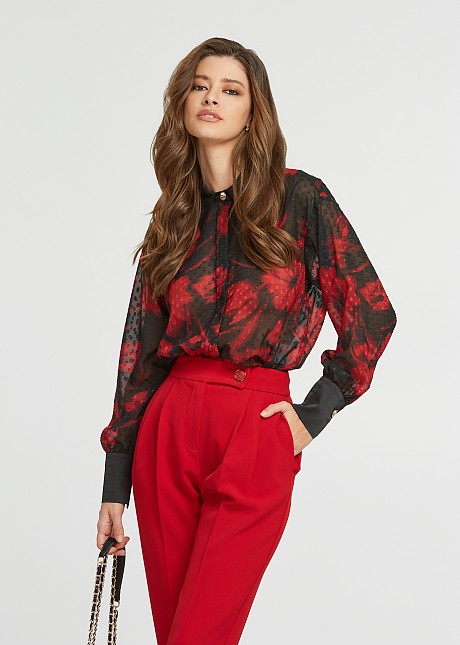 Floral printed shirt with transparency